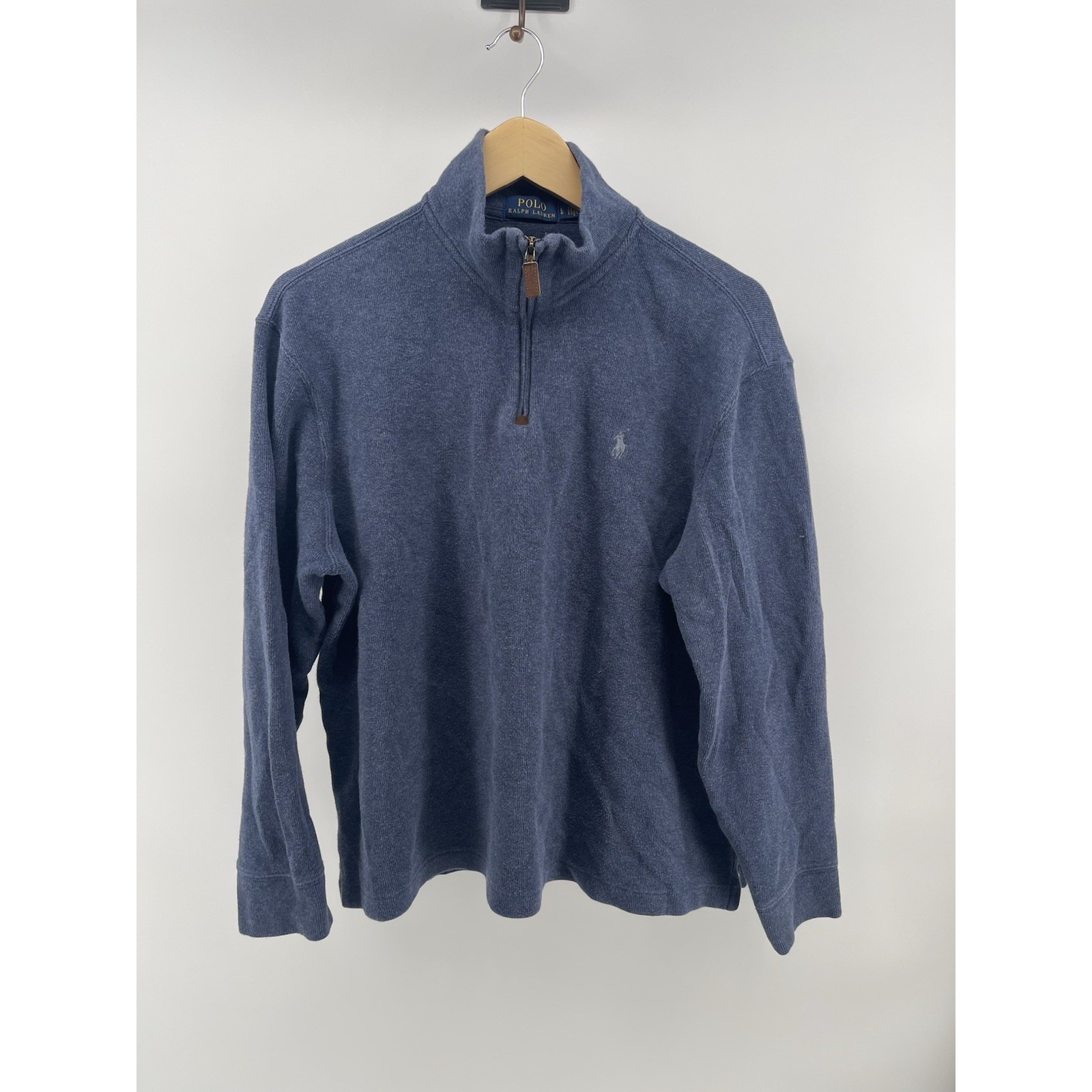 Polo Ralph Lauren Men Large 1/4 Zip Pullover Blue Sweater